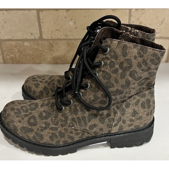 New BLOWFISH Cheetah Print Combat Moto Boots Womens Rugged Size 7.5 - Picture 1 of 9